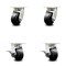 Service Caster 4 Inch Kingpinless Rubber on Steel Wheel Swivel Caster Set with 2 Brakes SCC SCC-KP30S420-RSR-2-SLB-2 - alternate 1